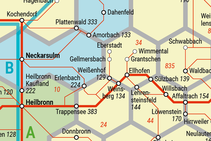 Ausschnitt aus dem HNV-Tarifzonenplan